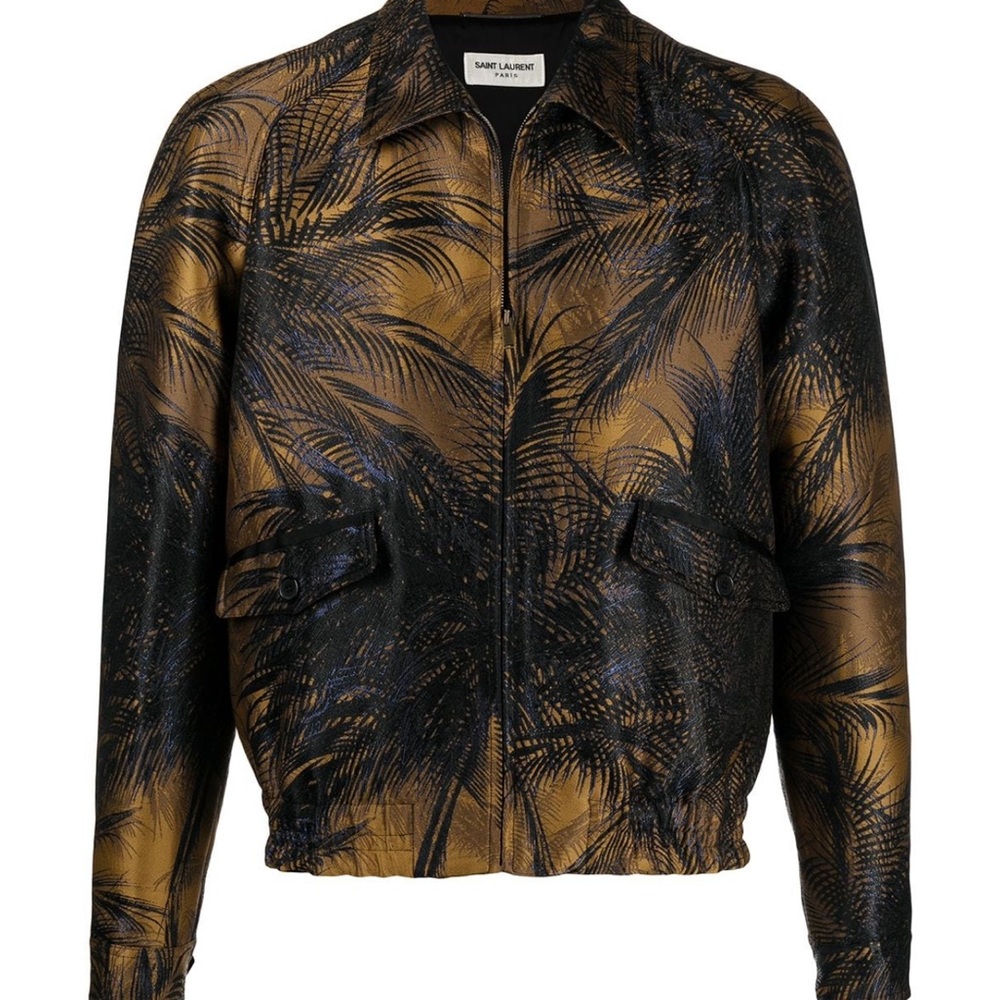 Saint Laurent Palm Jacquard teddy jacket